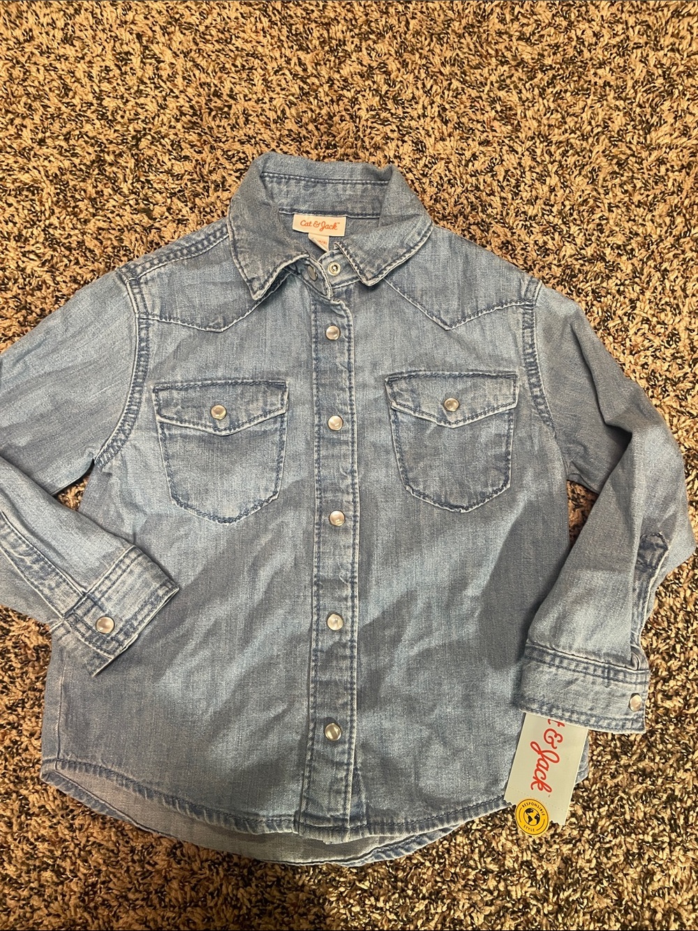 Cat & Jack Light Denim Shirt with Snap Pockets Girls 4/5 | NWT